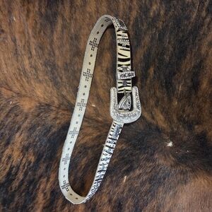 Rhinestone Zebra Print Belt